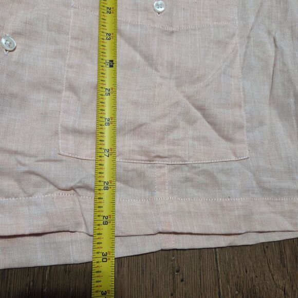 San Cristobal Classic Guayabera Peach Pink Medium Pleated Pockets - Picture 7 of 7